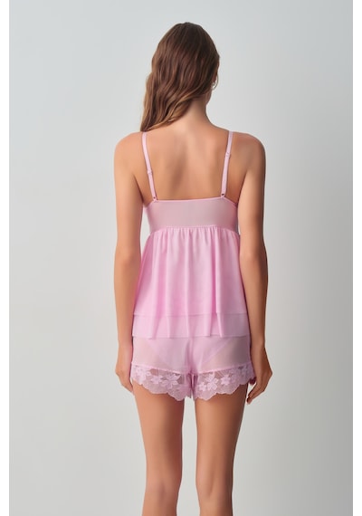 Suwen Scarlet İnce Askılı Dantelli Pijama Üst Wsh11110078077 Pembe