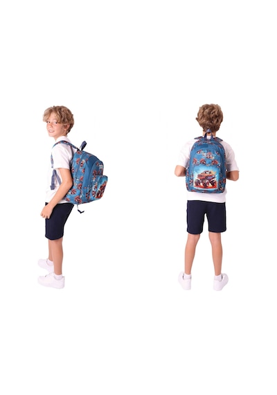 Kaukko Kids Arazi Aracı Erkek Çocuk Yeşil Kırmızı Okul Çantası Ve Beslenme Çanta Takımı Yeşil