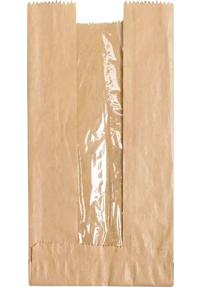 Pencereli Kraft Baget Ekmek Fırın Kese Kağıdı Orta Boy 10'lu 15 x 41 CM
