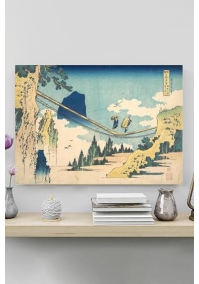 Pster20256 The Suspension Bridge - Katsushika Hokusai Sanatsal Poster 70 X 100