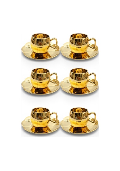 6 Kişilik Porselen Kahve Fincan Takımı Gold Tr3129 Gold
