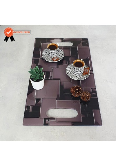 Decorita Cam Tepsi Siyah Küpler 29Cm X 52Cm