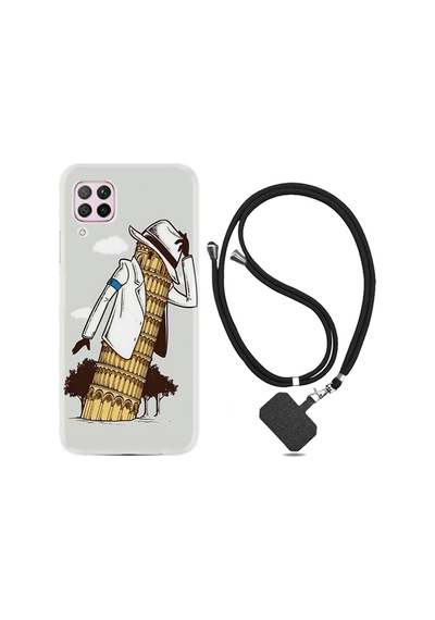 Huawei P40 Lite Kılıf Boyun Askılı Black In The Woman 1367
