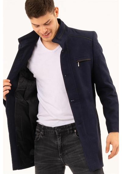 Plt8369 Dewberry Palto-Düz Lacivert-Düz Lacivert