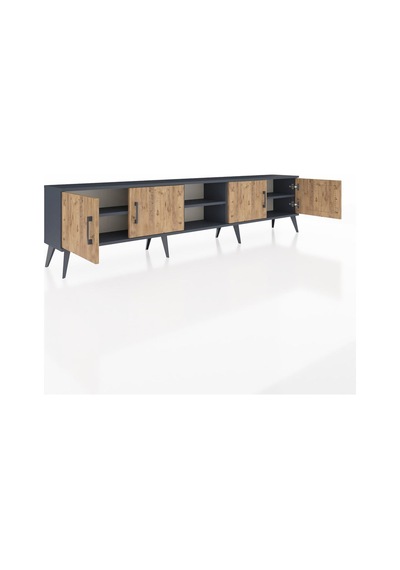 Arges Tv Ünitesi 3 Raflı 4 Kapaklı 220x30x51 Antrasit-çam/antrasit Atlas Çam/antrasıt - Antrasıt