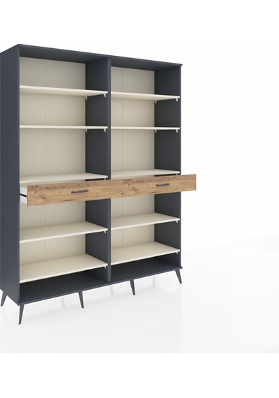 Hyperion Gardrop 10 Raflı 2 Çekmeceli 176x44x221 Antrasit-aytaşı/çam Beyaz Hyperion Gardrop 10 Raflı 2 Çekmeceli 176x44x221 Antrasit-aytaşı/çam Beyaz