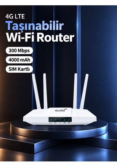 Sım Kartlı 4g Lte Taşınabilir Wi-fi Router 300 Mbps, 4000 Mah Batarya-1764
