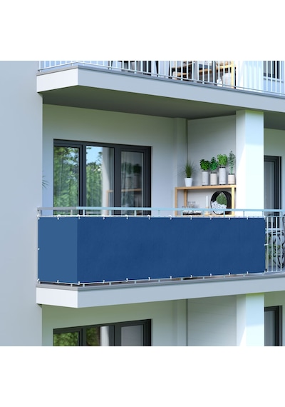 6.5 Metre X 85 Cm Mavi Renk Polyester Balkon Demiri Brandası Su Geçirmez 1.sınıf 650g Çok Renkli