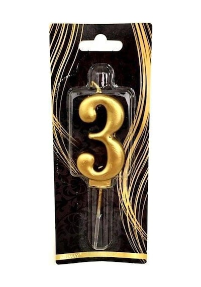Düvenci Ticaret 3 Yaş Gold Rakam Mum, Pasta Süslemesi Diğer