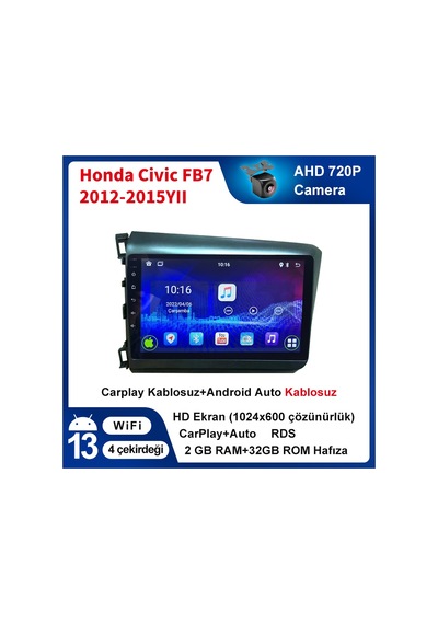 Honda-civic-fb7-2012-2015yıl Carplay 9inç 2/32gb Multimedya