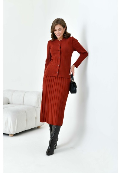 Ftz Women Kadın Pileli İkili Takım Kiremit 20680 Kiremit