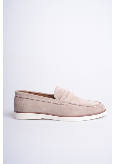 Fame Step Hakiki Deri Erkek Loafer Ayakkabı Süet Günlük Rahat Casual Mokasen Siena Bej