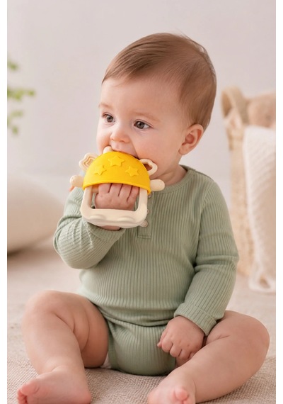 Babyjem Crabby Tutma Halkalı Silikon Diş Kaşıyıcı Sarı