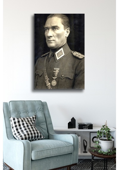 Atatürk Cam Tablo - Portre - Cam Tablo - Duvar Dekoru - Atatürk Portresi - Kaliteli Baskı Ata007 Atatürk Temalı Dekoratif Duvar Tablosu, Salon, Ofis Ve Çalışma Alanı Dekoru,