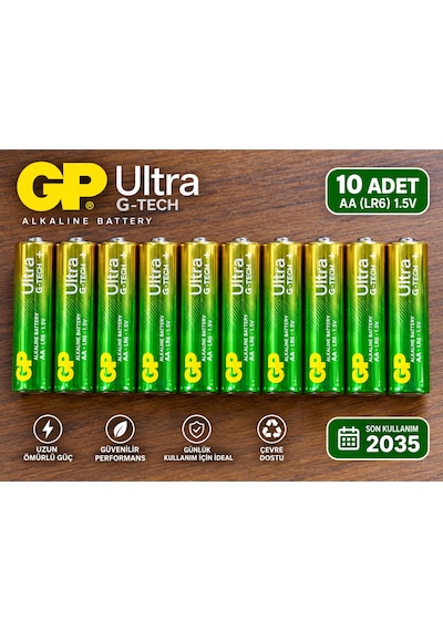 Gp Ultra Aa 10 Lü 1,5 V 2a Kalem Pil YENİ TİP