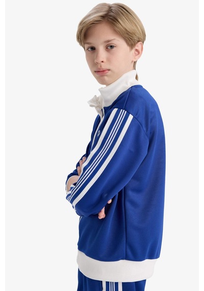 Defacto Erkek Çocuk Baskılı Fermuarlı Sweatshirt F1966a825aube325 Mavi