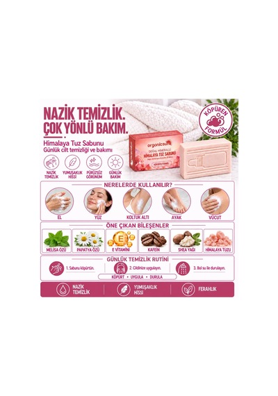 Himalaya Tuz Sabunu 120 Gr X 3 Adet Köpüren Formül - Zengin Doğal Mineralli Pembe Himalaya Kaya Tuzu Sabunu
