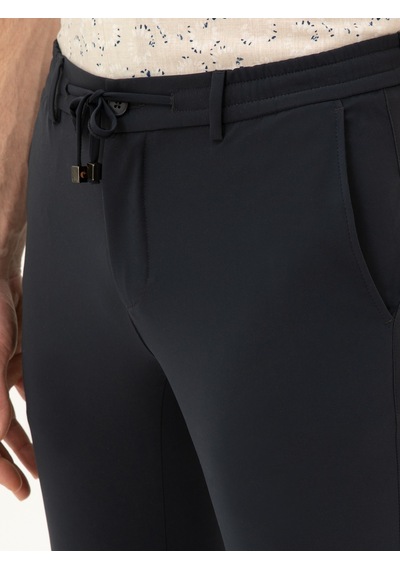 Cacharel Lacivert Slim Fit Beli Bağcıklı Pantolon