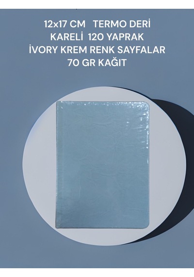 12x17 Cm Termo Deri Kareli 120 Yaprak İvory Krem Renk Sayfalar 70 Gr Kağıt Gri
