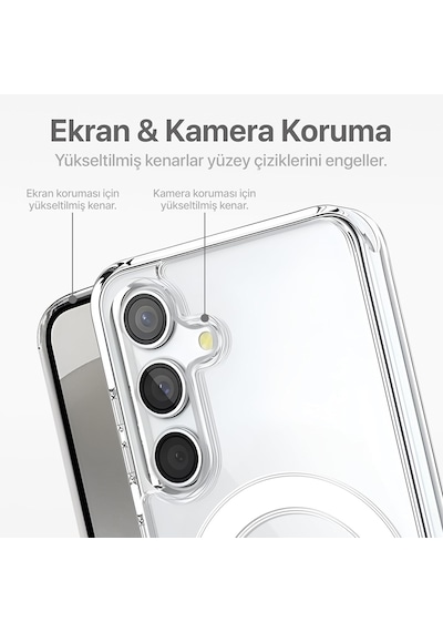 Samsung Galaxy Uyumlu S24 Kılıf Magsafe Özellikli Şeffaf Silikon Kapak
