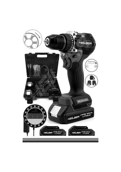 Heilber Ba01013s Alman Max V998 15ahm Black Bakır Sargılı Çift Batarya Akülü Vidalama Çelik Şanzıman Şarjlı Matkap