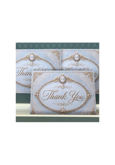 Vintage Gold Thank You Kartı 100 Adet Premium Paket Içi Teşekkür Kartı 8x5 Cm - Lacivert - 085