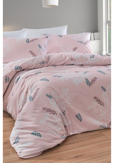 Çift Kişilik Pamuklu Nevresim Takımı 4 Parça Fiorerose Desen Pembe / Yumuşak Dokulu Pembe