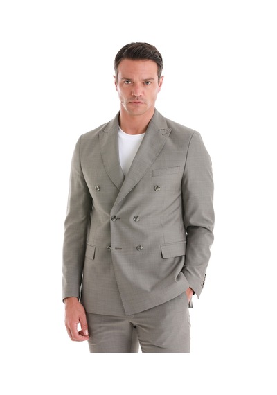 Hatemoğlu Vizon Slim Fit Desenli Kruvaze Klasik Takım Elbise 33202024c010 V02 Vizon