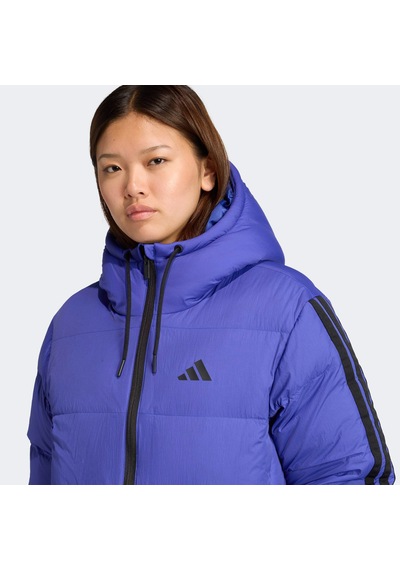 Adidas Essentials Climawarm 3 Stripes Puffer Down Kapüşonlu Kadın Mavi Outdoor Montu Jw9109