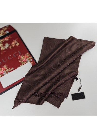 Miorel Scarfs G Desen Çift Taraflı Kaşmir İpek Şal 4 Mevsim Soft Pamuklu Şal Acı Kahve