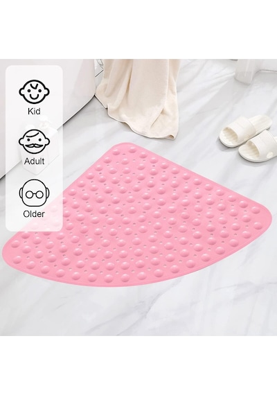 Mainshop Köşe Banyo Duş Paspası Ve Duşakabin Paspasları Tahliye Delikli 54x54 Cm M-163 Pembe