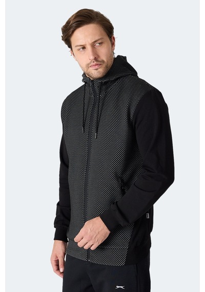 Slazenger Flame Erkek Kapüşonlu Cepli Siyah Sweatshirt Siyah