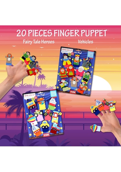 2 Set - 20 Parça Tox Masal Kahramanları Ve Taşıtlar Parmak Kukla