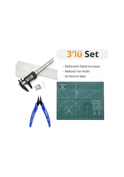 A3 Kesme Matı Dijital Kumpas Yan Keski Seti - Hobi Elektronik Seti