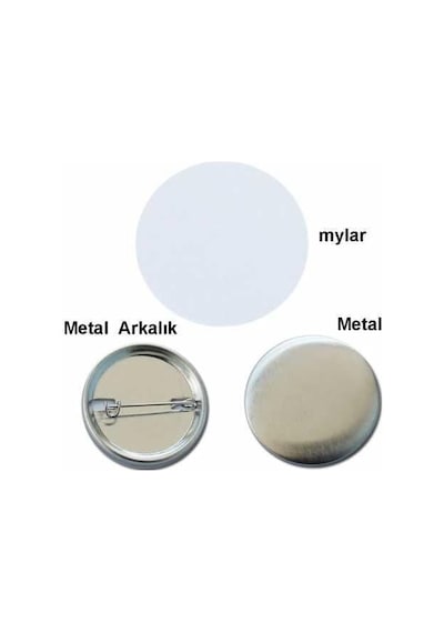 Rozet İğneli 37 Mm Metal Arkalıklı 100 Adet Çok Renkli