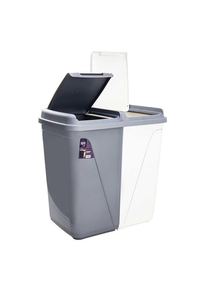 Violet 90 Litre Çift Gözlü Çamaşır Sepeti Gri-beyaz