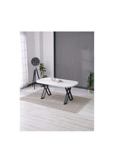Nesa 90x170 Mdf X Ayak Masa Yemek Masası/mutfak Masası Beyaz/siyah Beyaz/siyah