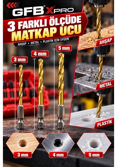 Gfb Xpro 40 Parça Darbeli Tornavida Ucu Ve Matkap Ucu Seti Kapsamlı Vidalama & Delme Seti