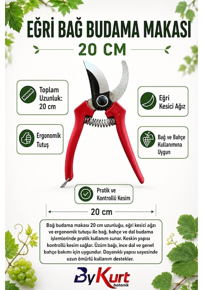 Bykurt Bağ Budama Makası 210 MM Kırmızı