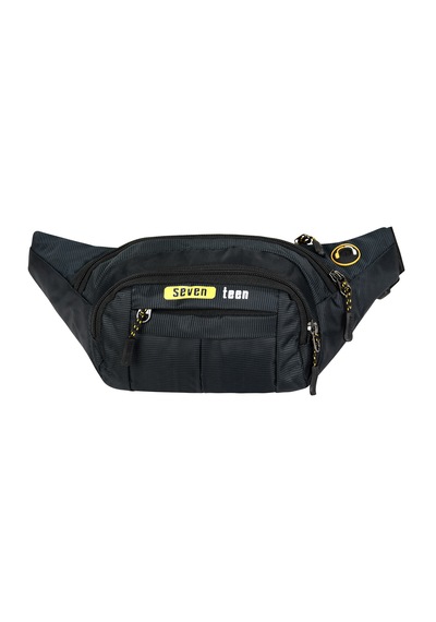 Seventeen 4954 Suya Dayanıklı Çok Bölmeli Kulaklık Çıkışlı Siyah Bel Çantası Bum Bag Siyah - Sarı