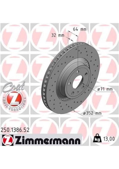 Zımmermann 250.1386.52 Fren Disk Delikli 1915620-gr3c-1125-ea-gr3c-1125-eb -
