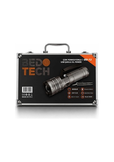 Bedotech Bd-12 60w Tg Led Alüminyum Alaşımlı Zoomlu Type-c Şarjlı El Feneri