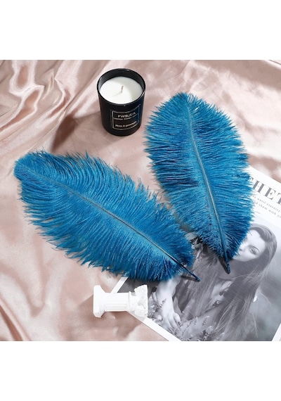 Kuzey Oyuncak 3 Adet Büyük Boy 35 Cm Açık Mavi Deve Kuşu Tüyü Light Blue Ostrıch Feather Dekor Açık Mavi Kuş Tüyü 5+