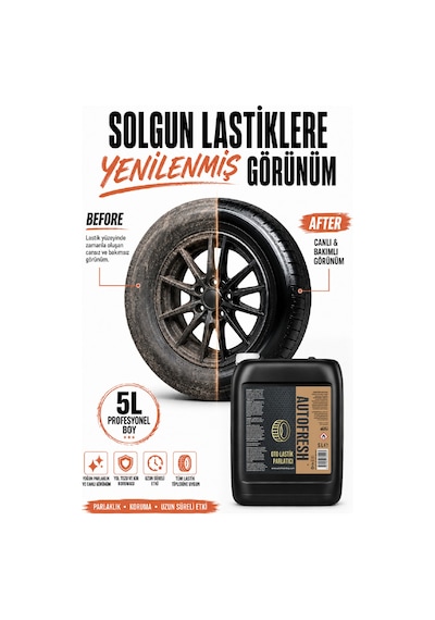 5 Litre Profesyonel Araç Bakım Seti Lastik + Şampuan + Jant + Torpido