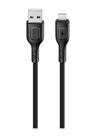 Knit 2A Çıkış Usb-A To Lightning Şarj Ve Data Aktarım Kablosu Örgü Tasarım 1 Metre Siyah