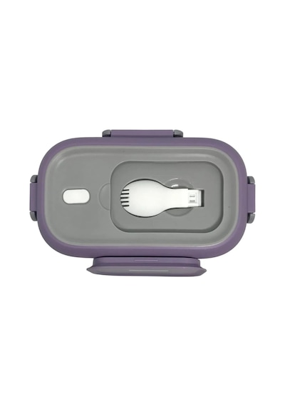 Vagonlife Bento 550ml Lunchbox Tek Katlı Çelik Sefer Tası Yemek Kutusu Mor-gri Çok Renkli