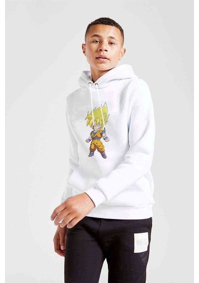 Tshirthane Anime Dragon Ball Vegeta Baskılı Unisex Çocuk Kapüşonlu Sweat (528928271) Beyaz