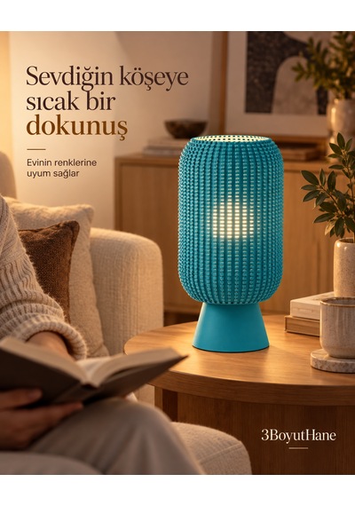 Modern Dekoratif Masa Lambası Salon Ve Yatak Odası İçin Abajur, 10 Renk Seçeneği, E14 Led Uyumlu Mavi
