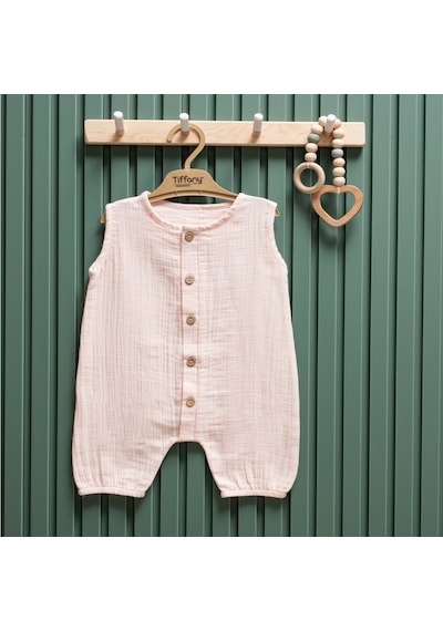 Tiffany Baby & Kids Tiffany Baby Müslin Theme Yarım Kol Uzun Tulum 26091 Pudra