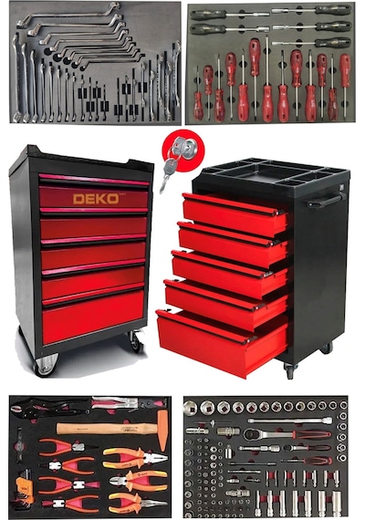 Deko Turkey Dkt185xl İçi Dolu 185 Parça 5 Çekmece Alet Dolabı